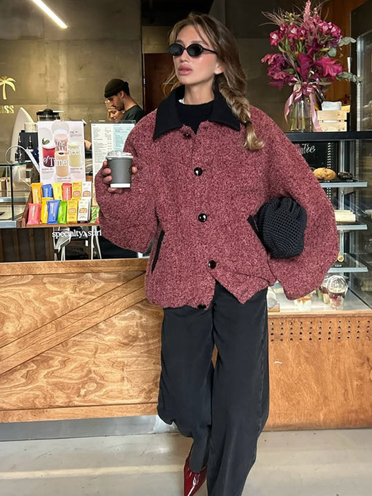 Damen oversized Wolljacke R&B