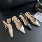 Damen Slingback-Pumps mit eleganter Strass-Applikation und komfortablem Blockabsatz