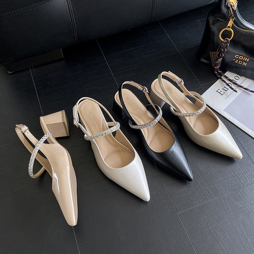 Damen Slingback-Pumps mit eleganter Strass-Applikation und komfortablem Blockabsatz R&B