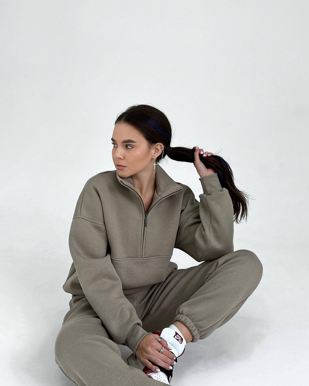 Damen Hochleistungs-Fleece Sweatshirt mit Stehkragen und Reißverschluss R&B