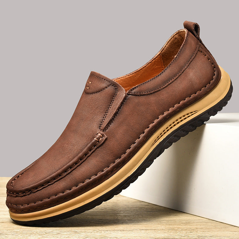 Herren Bequeme Slipper aus hochwertigem Leder mit rutschfester Sohle R&B