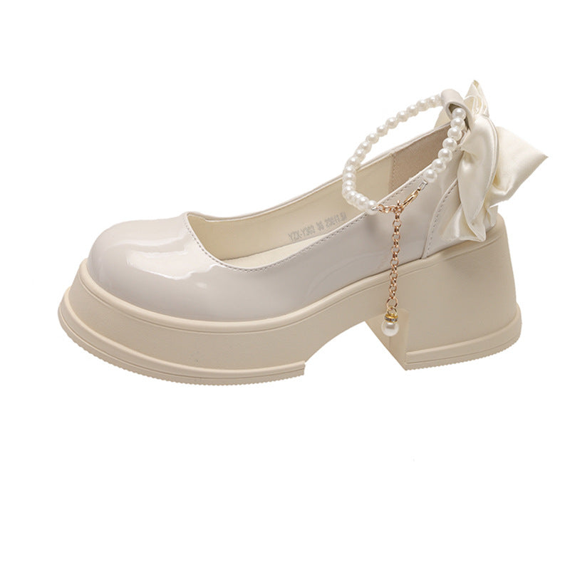 Damen Plateau-Mary Jane Schuhe mit elegantem Schleifen-Detail R&B