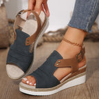 Damen Wedge-Sandalen mit modischem Verschluss und komfortablem Fußbett R&B