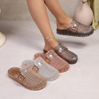 Damen Modische Glitzer-Clogs mit elegantem Schnallen-Design R&B