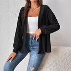 Damen Strickjacke mit tiefem V-Ausschnitt und strukturierter Rippoptik R&B