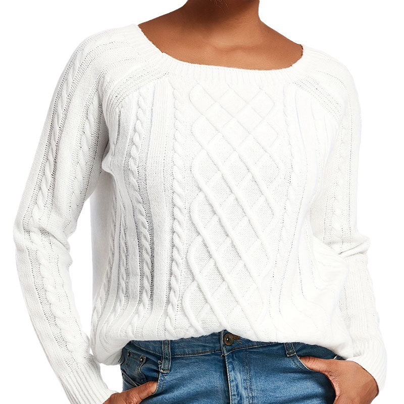 Damen Strickpullover mit modernem Zopfmuster und weitem Schnitt R&B