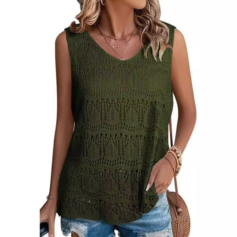 Damen Stricktop mit luftiger Häkelstruktur R&B