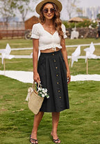 Damen A-Linien-Rock mit Taschen und Knopfleiste R&B