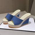 Damen Wedge-Sandaletten mit geflochtenem Absatz und modischem Obermaterial R&B