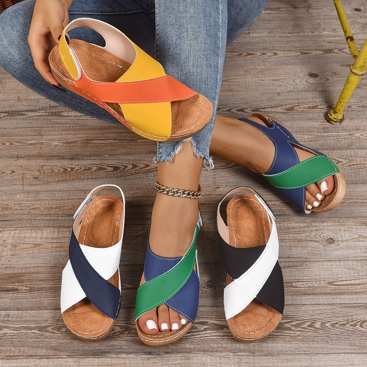 Damen Bequeme Sandalen mit atmungsaktiven Einsätzen und rutschfester Sohle