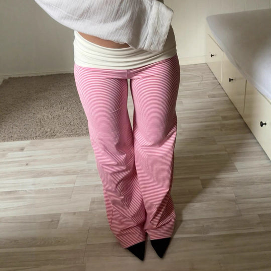 Damen Flared Hose mit feinen Streifen und hohem Bund R&B