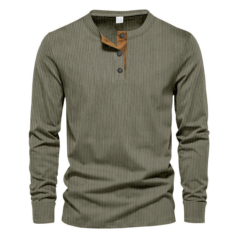 Herren Langarm-Henley-Shirt mit strukturiertem Design R&B