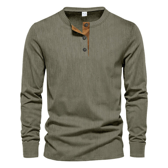 Herren Langarm-Henley-Shirt mit strukturiertem Design R&B