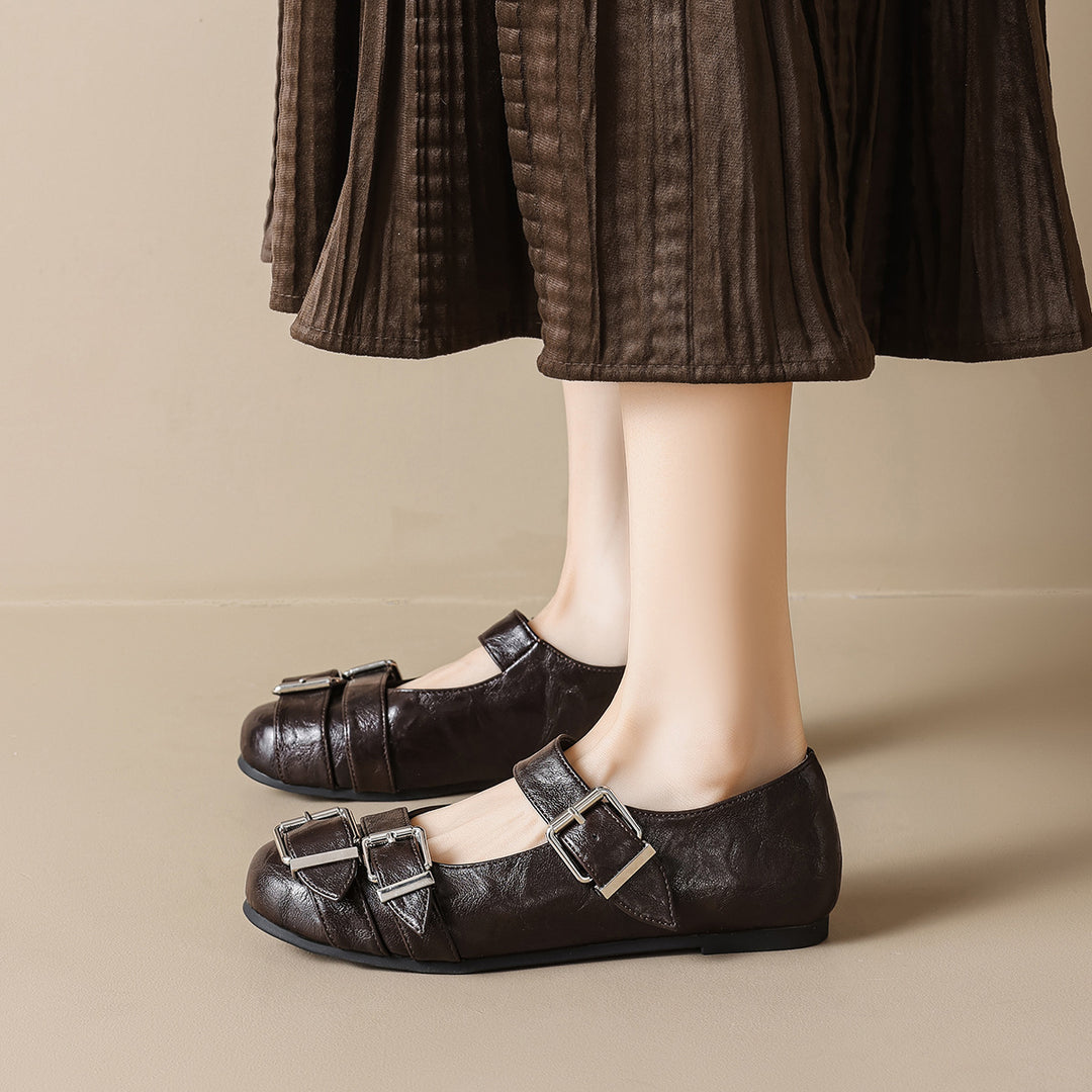 Damen Ballerinas mit modischen Riemen und Schnallen R&B