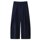 Damen weit geschnittene Culotte-Hose mit eleganten Falten und hohem Bund R&B