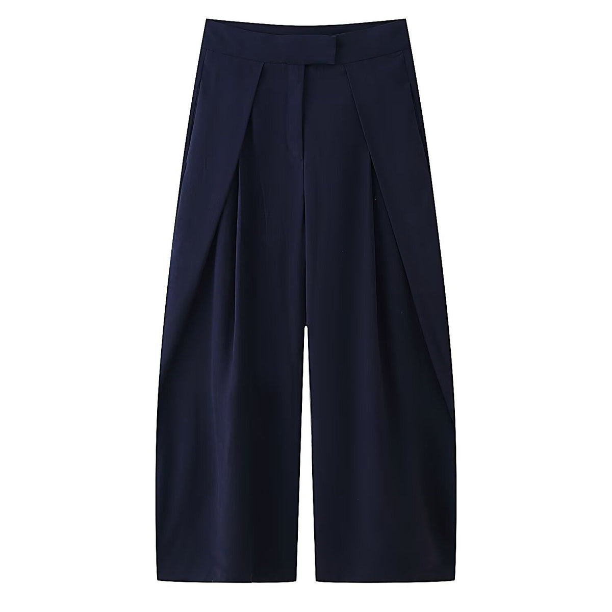 Damen weit geschnittene Culotte-Hose mit eleganten Falten und hohem Bund R&B