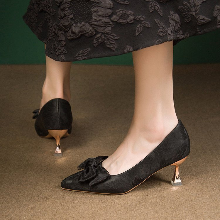 Damen elegante Pumps mit dekorativem Schleifenakzent