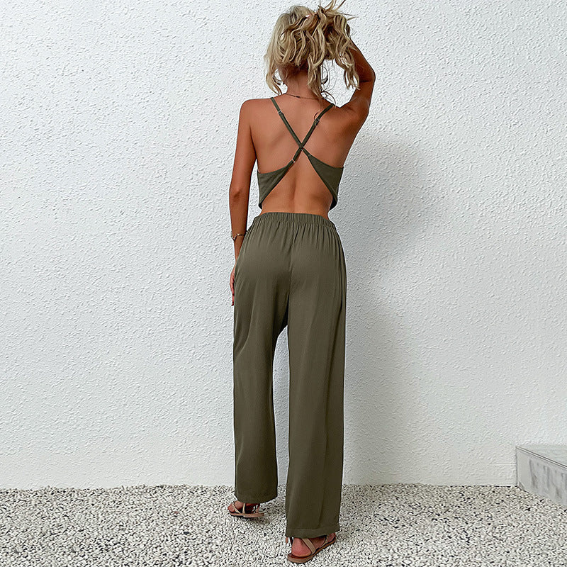 Damen Urbane Jumpsuit mit weitem Bein und flutterndem Oberteil R&B