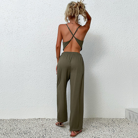 Damen Urbane Jumpsuit mit weitem Bein und flutterndem Oberteil R&B