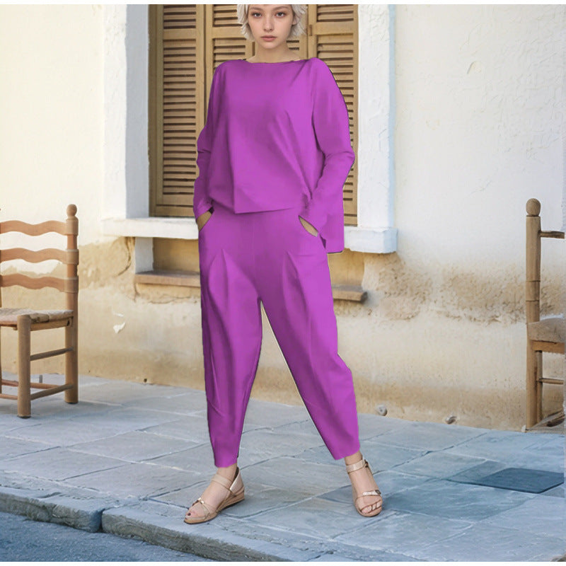 Damen Sportliches Sweat-Outfit mit elastischem Bund und geräumigen Taschen R&B