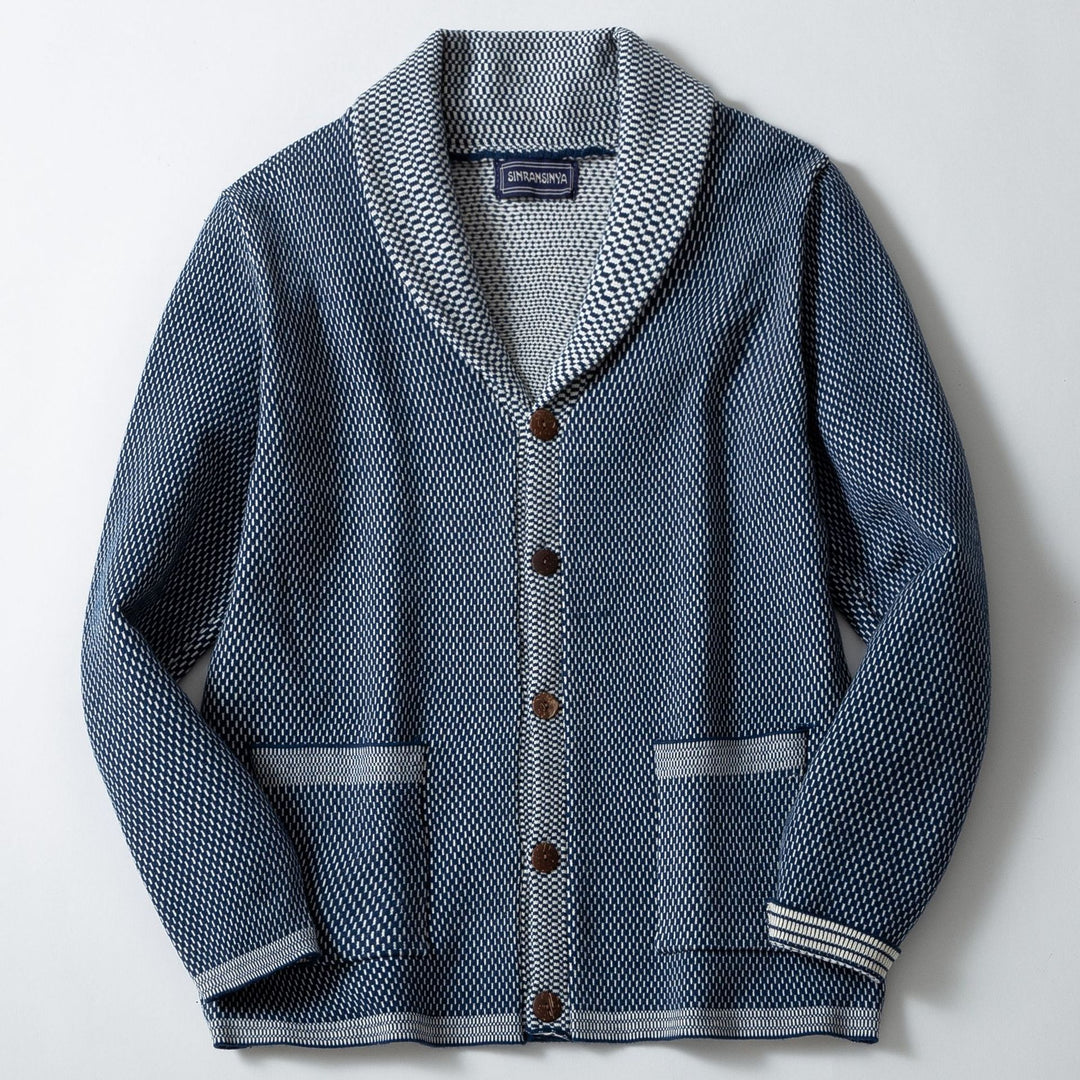 Herren Strickjacke mit eleganten Knopfdetails und breitem Schalkragen R&B