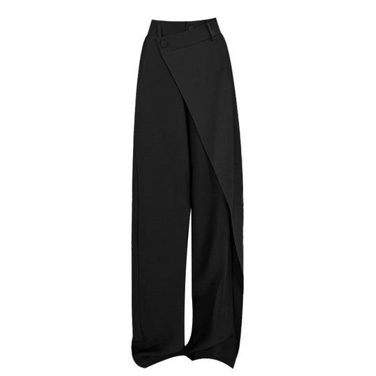 Damen elegante weit geschnittene Palazzo-Hose mit asymmetrischen Schnittdetails R&B