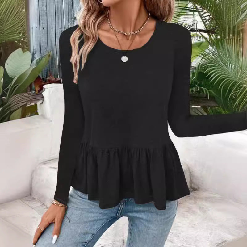 Damen Langarmshirt mit voluminösem Peplumschnitt R&B