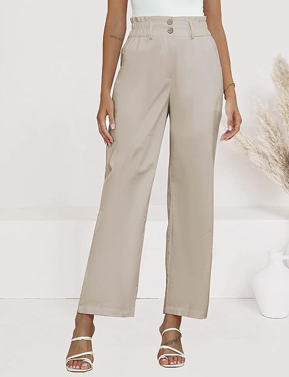 Damen Bequeme Weit geschnittene Hose mit elastischem Bund und Knopfdetails R&B