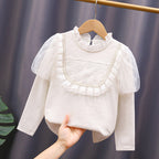 Mädchen T-Shirt mit eleganten Tüllärmeln und Rüschendetails R&B