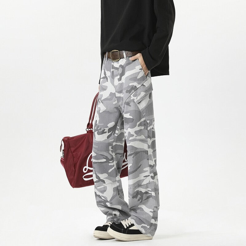 Damen Cargohose im modischen Camouflage-Design mit hohen Taschen