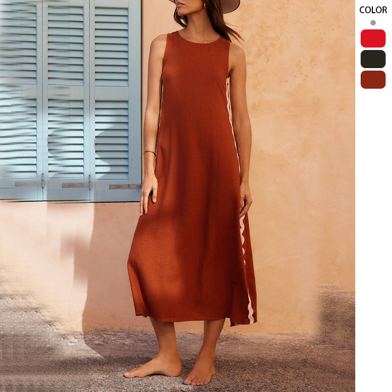 Damen Midi-Kleid mit lässigem Schnitt und seitlichen Schlitzen R&B