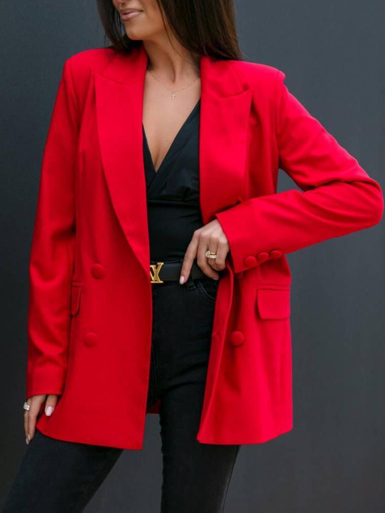 Damen modischer Blazer mit doppelter Knopfleiste und raffiniertem Schnitt R&B