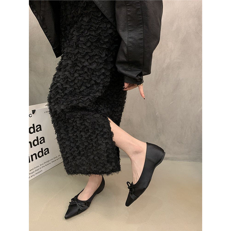 Damen spitze Ballerinas aus luxuriösem Satin mit zarter Schleifenverzierung R&B
