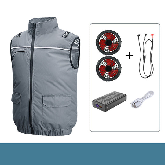 Unisex nan leichte kühlende Arbeitsweste mit integrierten Ventilatoren und externem Akku R&B