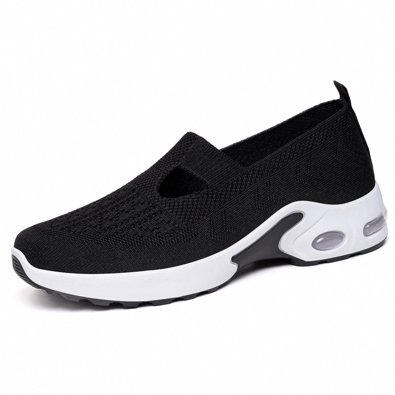 Damen bequeme Slip-On Sneakers mit atmungsaktivem Strickdesign und stoßdämpfender Sohle R&B