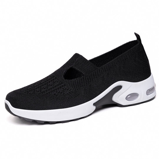 Damen bequeme Slip-On Sneakers mit atmungsaktivem Strickdesign und stoßdämpfender Sohle R&B