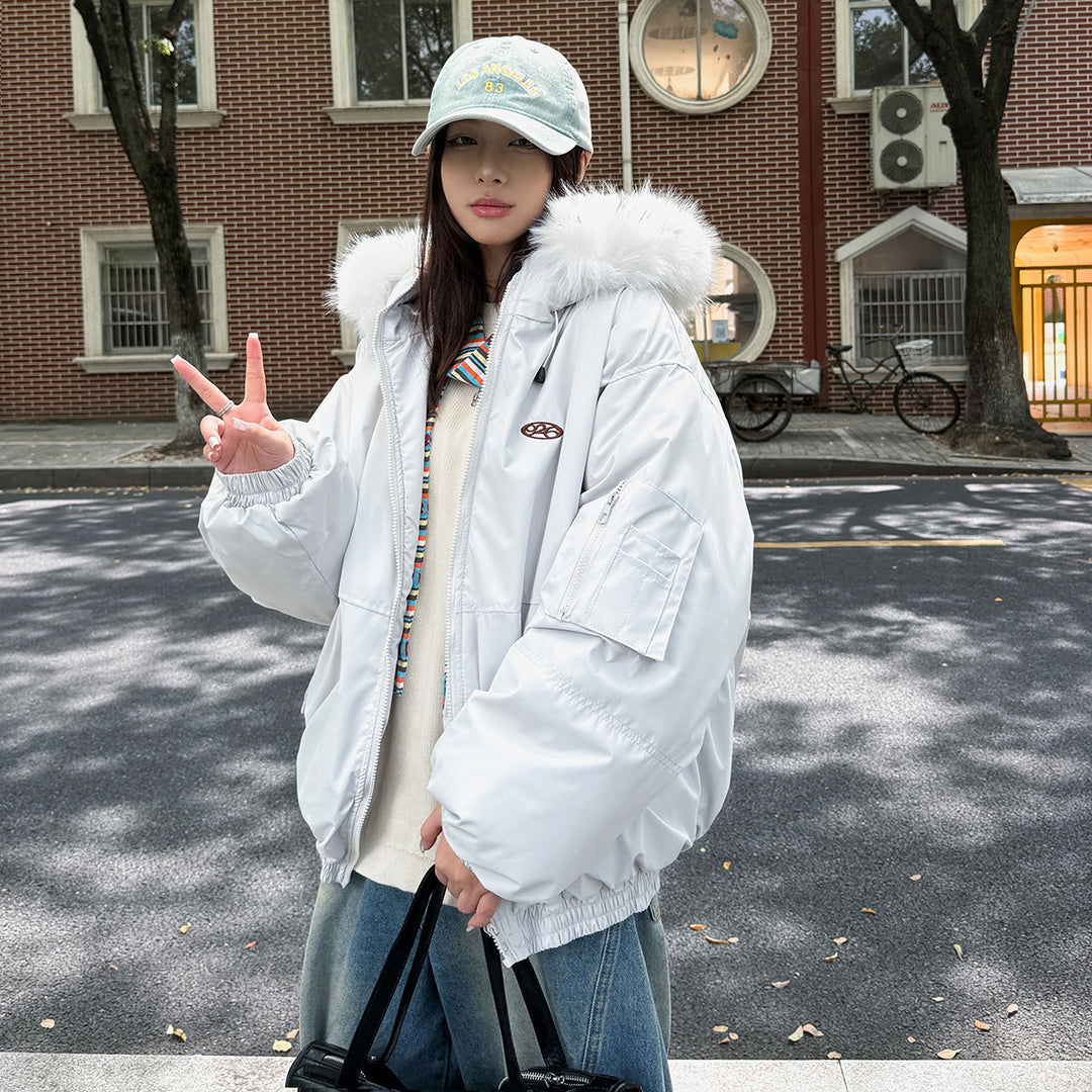 Damen Sportliche Winterjacke mit abnehmbarem Kunstfellkragen und praktischen Taschen R&B