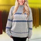 Damen Grob gestrickter Pullover mit farblich abgesetztem Muster und lässigem Schnitt