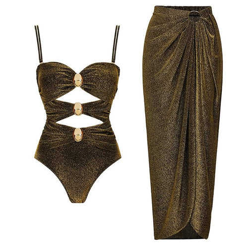 Damen Glamouröser Einteiler Badeanzug mit raffinierten Cut-Out-Details R&B