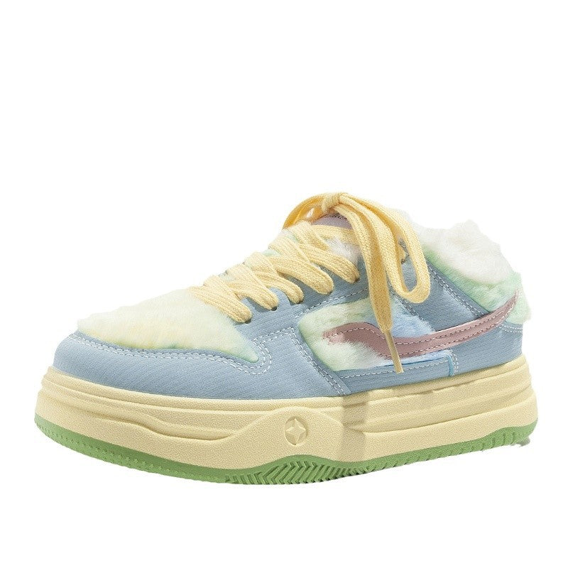 Damen Plattform Sneakers mit flauschiger Innensohle