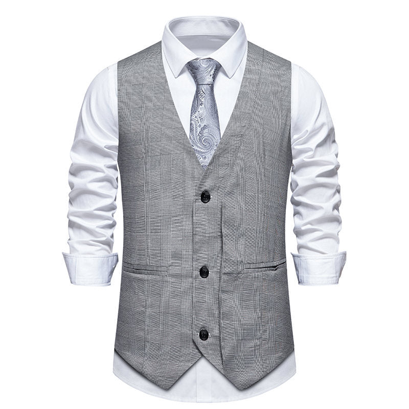 Herren elegante Anzugweste mit moderner Struktur und feinem Karomuster