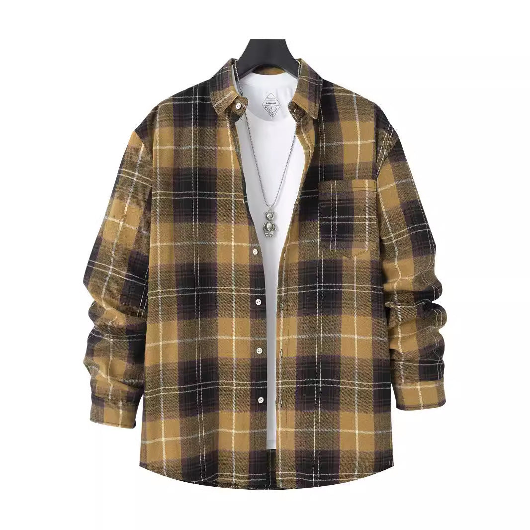 Herren Flanellhemd mit modernem Karo-Muster und Brusttasche R&B