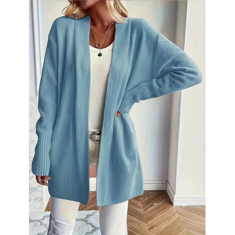 Damen Langstrickjacke mit praktischen Taschen und elegantem V-Ausschnitt R&B