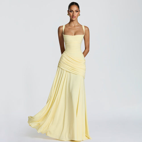 Damen Maxikleid mit innovativem Drapierungseffekt und elegantem Schnitt R&B