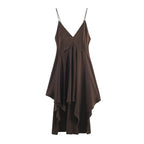 Damen Maxikleid mit elegantem asymmetrischen Saum und feinem V-Ausschnitt R&B