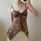 Damen luftiges und elegantes Spaghetti-Trägertop mit floralem Muster R&B