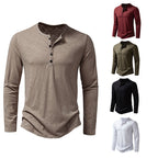 Herren Langarm-T-Shirt mit Knopfleiste und modischem Stehkragen R&B