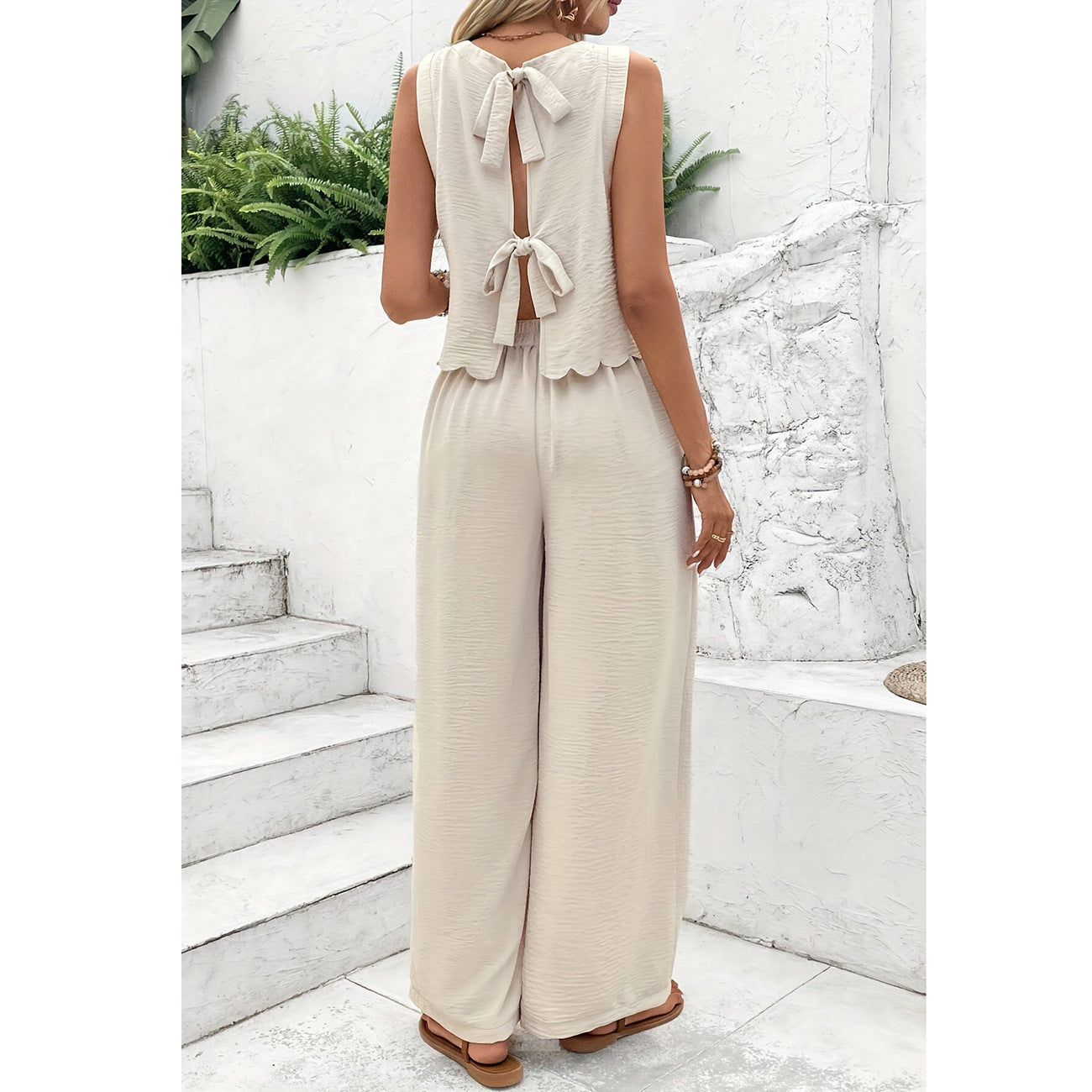 Damen Lässiger Jumpsuit mit elegantem Rückenausschnitt und weitem Bein R&B