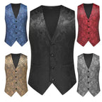 Herren nan feine Jacquard-Anzugweste mit V-Ausschnitt, Zierknöpfen und schmaler Silhouette R&B