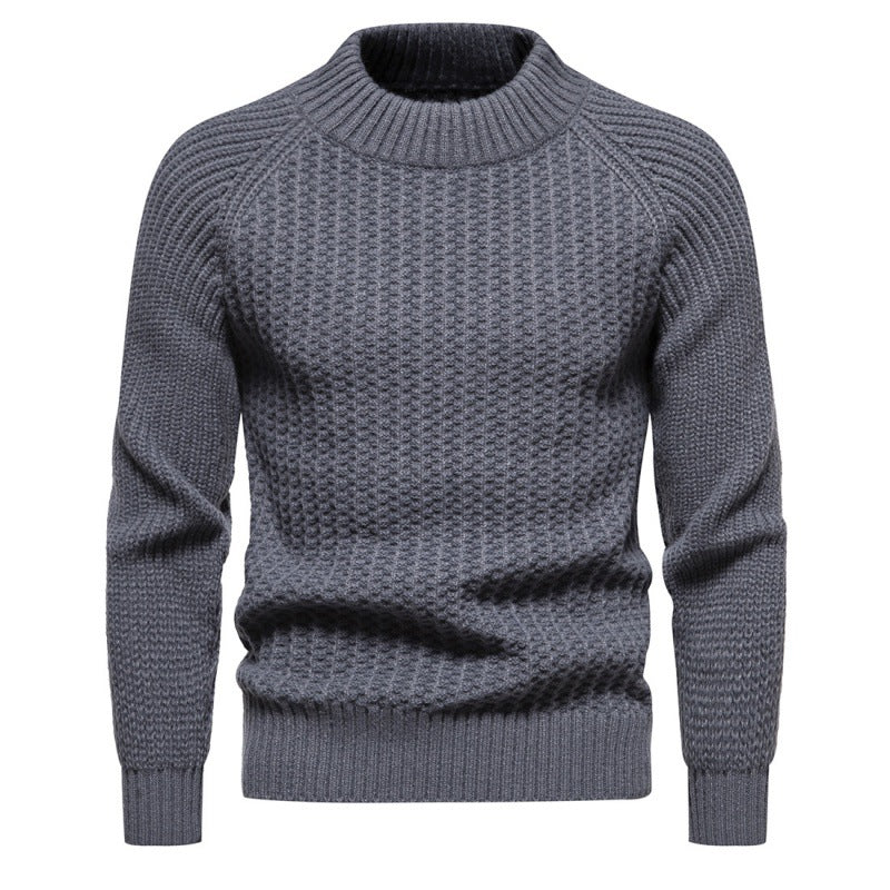 Herren Grobstrickpullover mit hohem Kragen und zeitlosem Design R&B